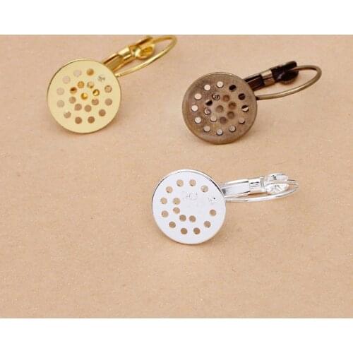 30pcs Gold Silver Color Blank Earring Fit 12mm Cabochon Copper Clip Earrings Base Settings DIY Accessories For Jewelry Making