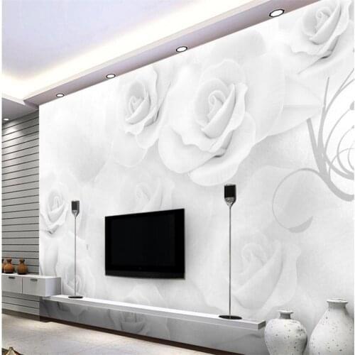 3d wallpaper for room Modern minimalist white rose background wall flower wallpaper mural 3d wallpaper