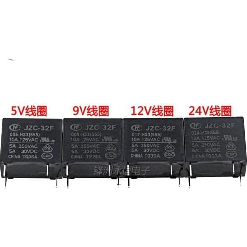 5PCS/LOT Relay HF32F JZC-32F-005-HS3 JZC-32F-009-HS3 JZC-32F-012-HS3 JZC-32F-024-HS3 JZC-32F-048-HS3 4PIN 5A