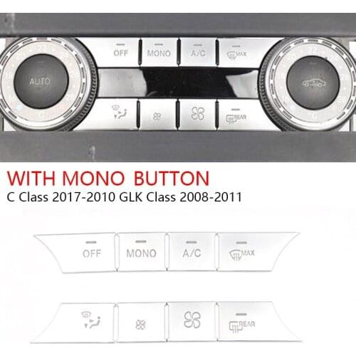 8PCS AC Dash Buttons Cover Media Volume Buttons Cover Stickers for Mercedes Benz C Class 2017-2010 GLK Class 2008-2011