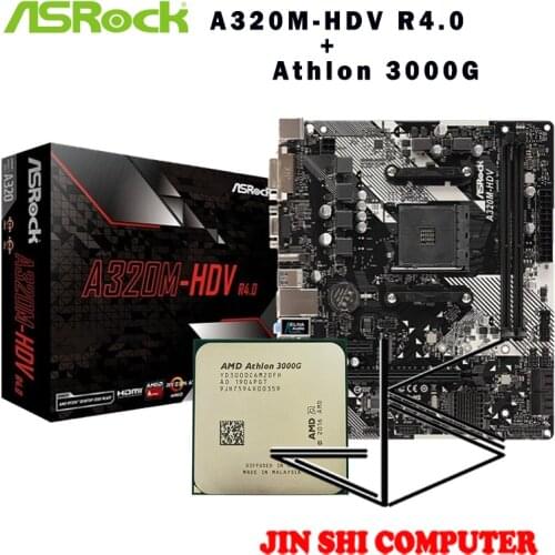 AMD Athlon 3000G CPU + ASROCK A320M HDV R4.0 Motherboard Suit Socket AM4 CPU and Motherbaord Suit All new / no fan