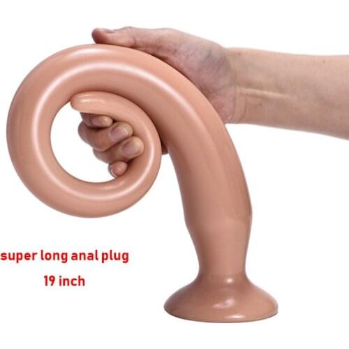 Soft Super Long Anal Plug Sucker Cone-shaped Big Butt Plug Anus Expander Sex Toys for Woman Vagina Stimulator