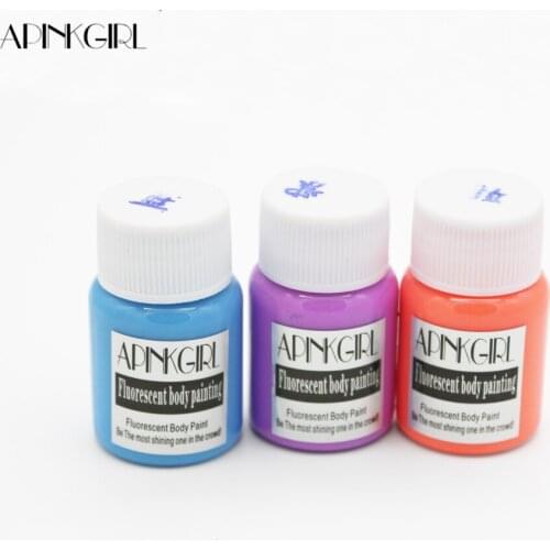 APINKGIRL 3Pcs/lot Fluorescent UV Grow In Dark Face Body Painting Acrylic Paints Art for Party&Halloween Makeup Body Paint Color