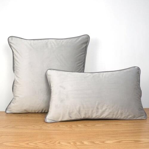 Gray Piping Velvet Cushion Cover Silver Gray Pillow Case Chair/Sofa Pillow Cover No Balling-up Home Decor Without Stuffing