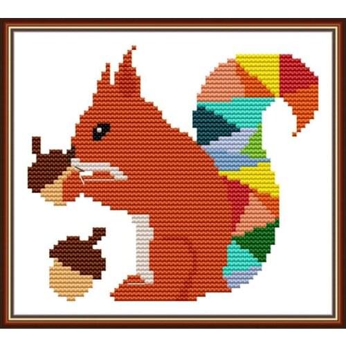 Squirrel 3 cross stitch kit aida 14ct 11ct count printed canvas stitches embroidery DIY handmade needlework