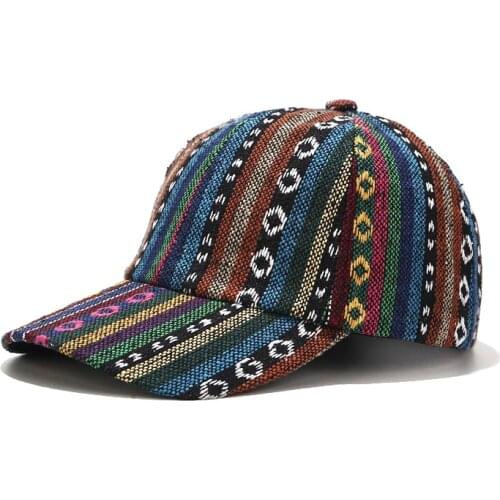 Retro Style Mens Baseball Hat Womens Summer Hat Striped Ethnic Bohemian Features Cap Male Popular Snapback Sports Sun Hat