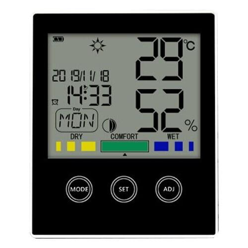 Touch Screen LCD Digital Temperature Humidity Meter With Clock Calend Home Indoor Outdoor Hygrometer Thermometer Weather Station