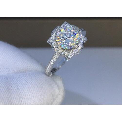 Flower 2ct Lab Diamond Promise Ring 925 sterling silver Engagement Wedding band Rings for Women Bridal Fine Jewelry Party Gift