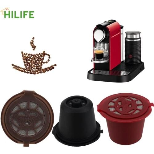 For Nespresso Coffee Filter Reusable Coffee Capsules Cup 4PCS Coffeeware With Spoon Brush