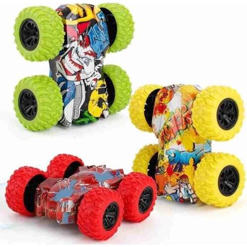 Inertial Double-sided Car Baby Fall-resistant Toy Camouflage Car Model Off-road Sliding Tipping Stunt Car Toy For Children