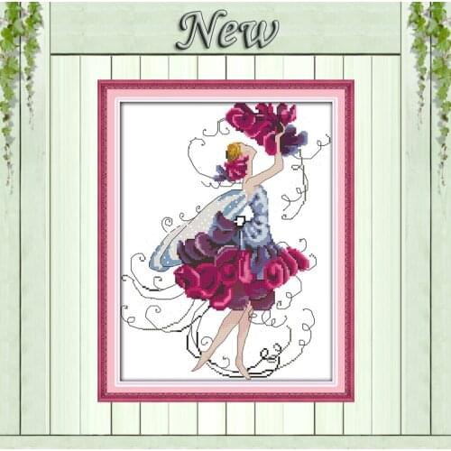 Cockscomb fairy beautiful girl decor painting counted print on canvas DMC 14CT 11CT Cross Stitch Needlework Sets Embroidery kits