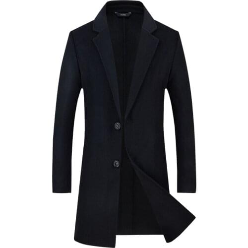 Shanghai Story New Fall Winter Brand Mens Casual Warm Single-breasted Wool Coat High Quality Long Overcoat Male Jacket 2 Color