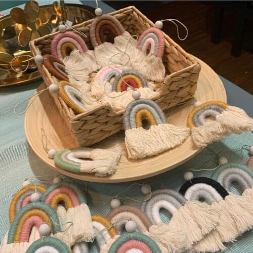 Wall Hanging Art Wedding Nursery Wall Decor Handmade Rainbow Phone Strap Cotton Pendant Mobile Phone Straps Lanyard Key Ring