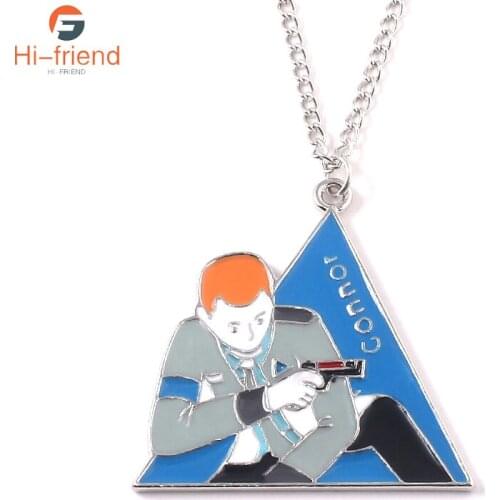 Detroit Become Human Game Necklace Triangular Enamel Metal High Quality Necklace for Women Man Fans Gift Pendant Accessories