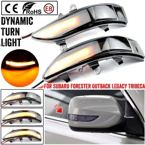 Pair LED Dynamic Rearview Side Mirror Indicator Light Turn Signal Lights for Subaru Forester Tribeca Outback Legacy 2008-2011