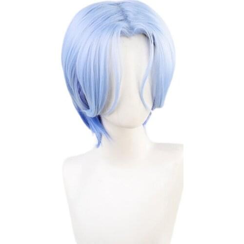 Anime SK∞ Langa Hasega Cosplay Wig Gradient Blue Short Straight Middle Part Heat Resistant Hair SK8 the Infinity SK Eight Wigs