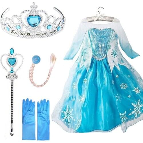 Elsa dress Cosplay Princess Girls Dresses for Girls Snow Queen Anna Elsa Customes Kids Vestidos Party Dress Girls Clothing