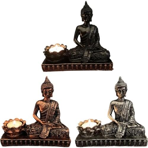 Buddha Candle Holder Tabletop Tealight Holder Statues Home Office Collectible Figurines for Relaxing Gifts