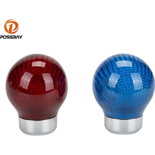 POSSBAY Universal Car Gear Shift Knob Carbon Fiber Round Ball MT Shiftter Lever Knob Gear Knob Head Car Interior Decoration