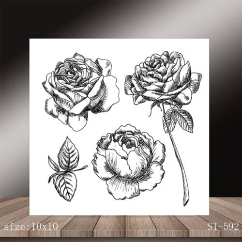 AZSG Flowers and green leaves Clear Stamps/Seals For scrapbooking DIY Card Making/Album Silicone Decoration crafts