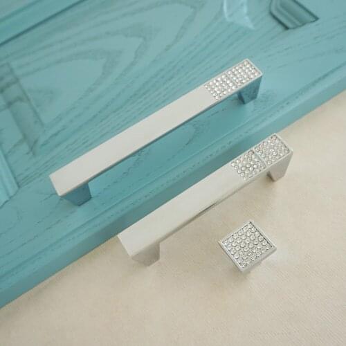 3.78''5''6.3''Crystal Knobs Dresser Drawer Pulls Handles Knob Silver Clear Glass Crystal Cabinet Handle Pull Decorative Bling