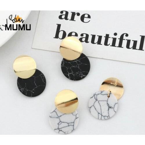 2021New Marbling Gold Color Earrings Piercing Trendy Link Chain Earcuffs Statement Cartilage Earrings for Girls Party Jewelry