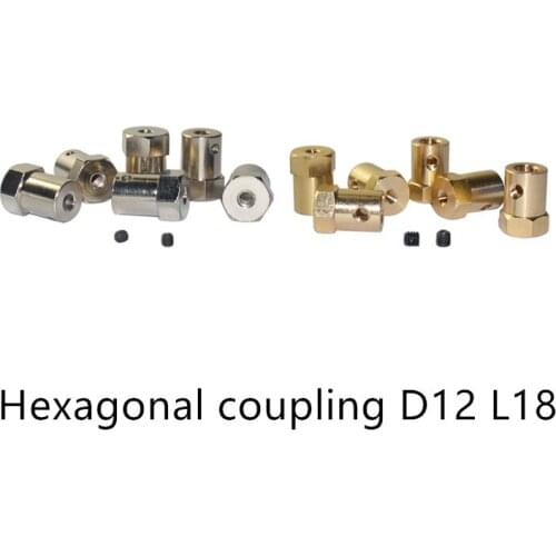 Hex coupler brass D12 L18 tire connector 2/3/3.17/4/5/6/7/ 8mm coupling for decelerate motor shaft robot smart car wheel