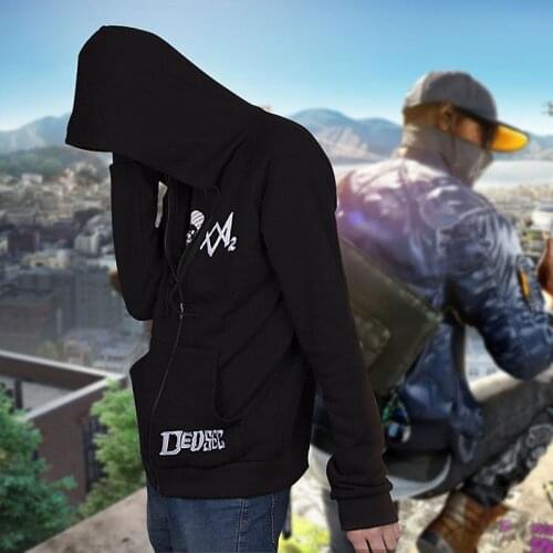 Game Watch Dogs 2 DedSec 100% Cotton Sweatshirts Mens Hoodies Long Sleeve Jackets Cosplay Costume Halloween Christmas Gift