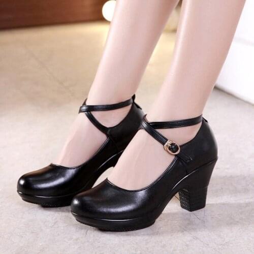 New Fashion Female High Heel Pumps Oxford Red/Black Party High Heels Platform Round Toe High Heels 7cm