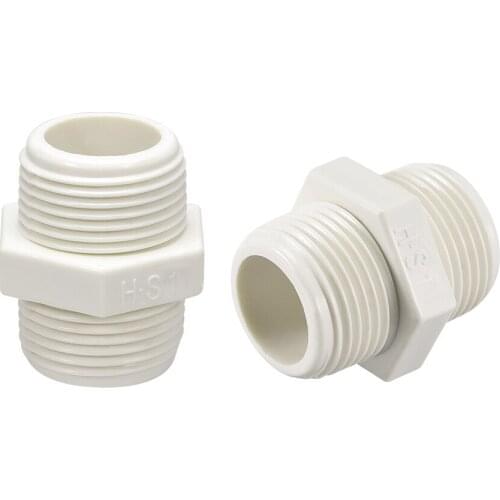 Uxcell 20 pcs PVC Pipe Fitting Hex Nipple G1 X G1 Male Thread Adapter Connector