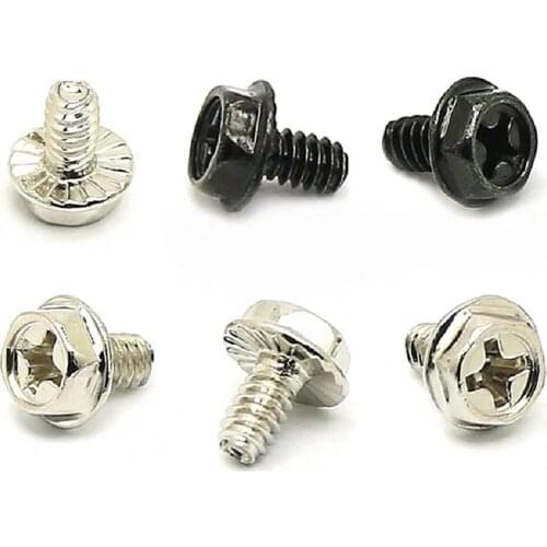 500PCS Screws Toothed Hex 6/32 Computer PC Case Hard Drive Motherboard Mounting Screws