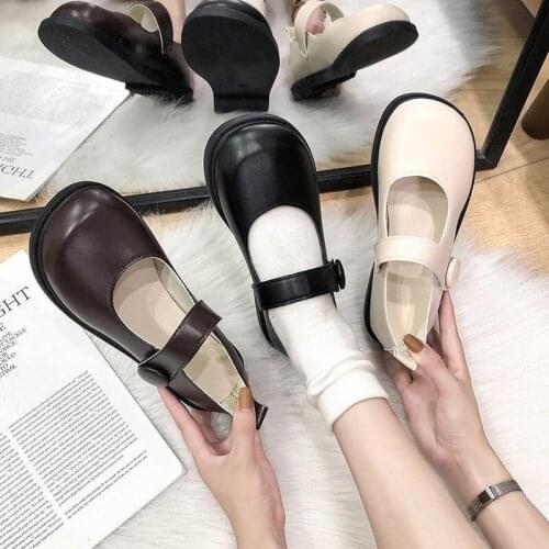 Japanese Retro Cute Soft Girl Small Leather Shoes Mary Jane Shoes Low-cut Big Head Gentle Shoes Flat College Style Women