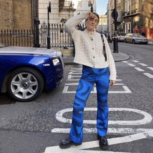 Women Fashion High Waist Irregular Pattern Pants Stylish Pants for Shopping Daily Wear