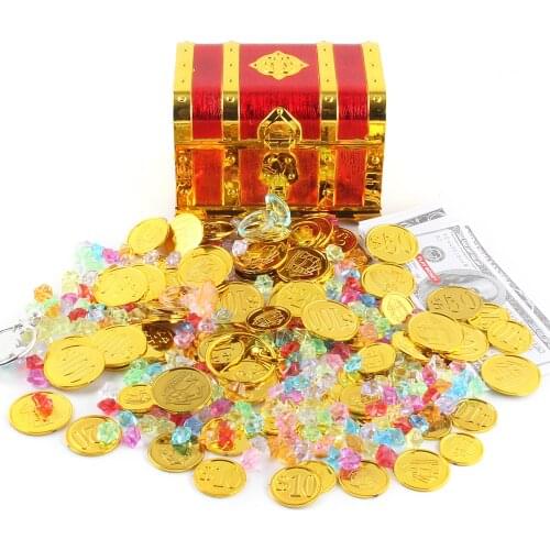 100pcs Plastic Pirate Gold Coins Colorful Gold Treasure Coins For Play Favor Party Supplies Pirate Party Treasure Hunt Game