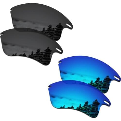 SmartVLT 2 Pairs Polarized Sunglasses Replacement Lenses for Oakley Fast Jacket XL Stealth Black and Ice Blue