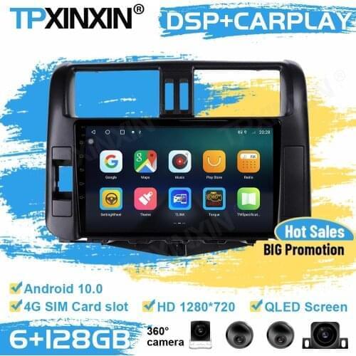 360 Cameras Car Radio Stereo Receiver Android 10 For Toyota Prado 2010 2011 2012 2013 GPS Player Navigation Auto Audio Head Unit