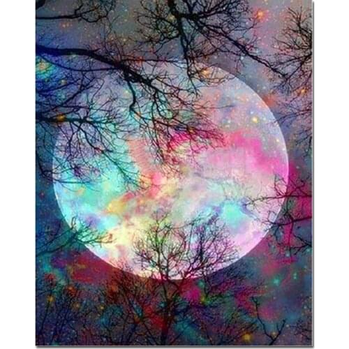 5D DIY Diamond Painting Landscape Moon Tree Cross Stitch Patterns Diamond Painting kits for Embroidery with Beads