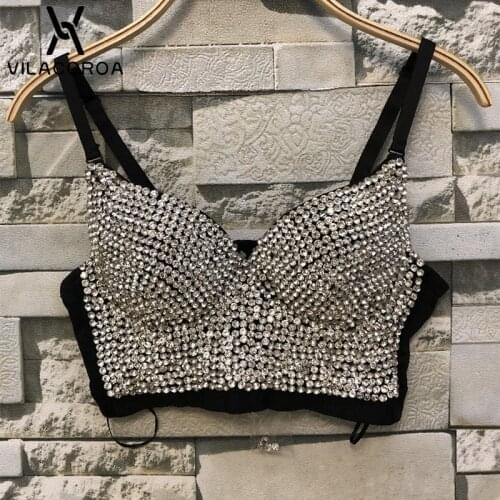 Diamond Sexy Corset Short Crop Top Women Sleeveless Night Clubwear Party Camis Wedding Bustier Bra Cropped Top Vest Women Tops