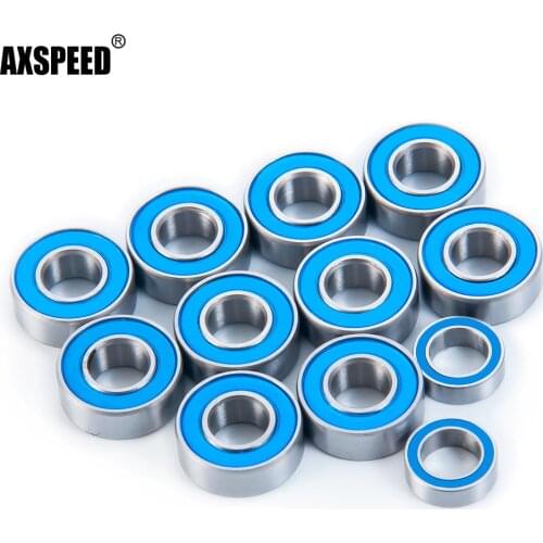 AXSPEED Blue Rubber Sealed Metric Ball Bearing Chrome Steel KIT 12Pcs for Tamiya Blackfoot Monster Beetle Fast Attack RC Car