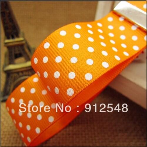 Free shipping,Lovely Printed Dots Ribbon,1" (25mm) width,Solid Grosgrain Ribbon