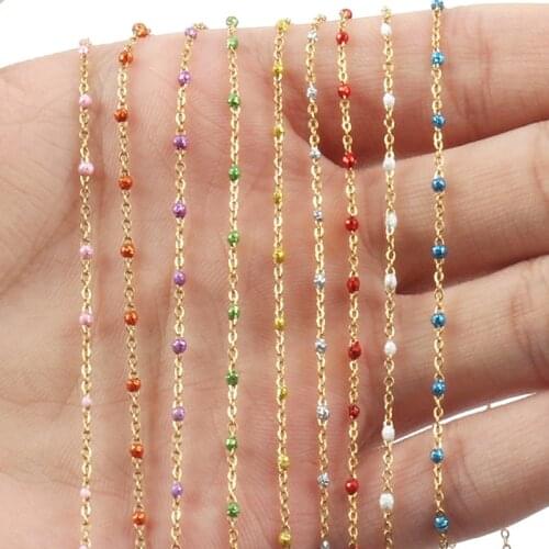 1 Meter Handmade Gold Color Wire Wrapped Rosary Chains for Necklaces Bracelets Anklet Making DIY Jewelry Findings