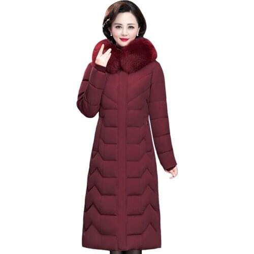 Plus Size 7XL X-Long Winter Coat Women Hooded Fur Collar Thick Warm Winter Jacket Women Oversize Cotton Padded Parkas Female