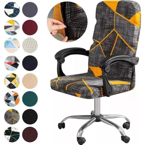 M/L Geometry Printed Elastic Stretch Office Computer Chair Cover Dust-proof Game Chair Slipcover Rotatable Armchair Protector