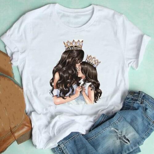 Women Short Sleeve Watercolor Clothing Spring Summer Cartoon Mom Mother Clothes Print Tshirt Female Tee Top Graphic T-shirt