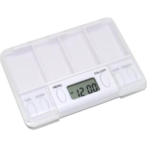 Pill Box 4 Grid Medicine Storage Box Electronic Timing Reminder Medicine Boxes Alarm Timer Pills Organizer Pill Drug Container