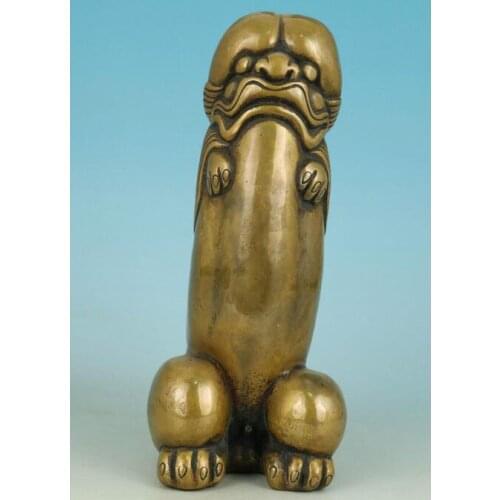 Copper Statue Nice Asian Chinese Old Bronze Carved Penis God Collect Statue Figure Ornament