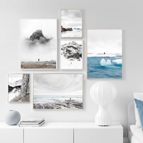 Sea Glacier Volcano Rock Landscape Wall Art Canvas Painting Nordic Posters And Prints Wall Pictures For Living Room Home Decor