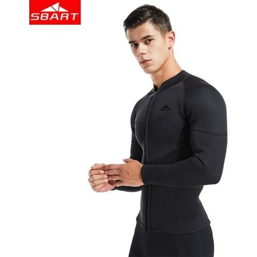 SBART 3MM Neoprene Wetsuits Top Men Long Sleeve Front Zipper Diving Surfing Warm Jackets Triathlon Wetsuit for Surf Snorkeling