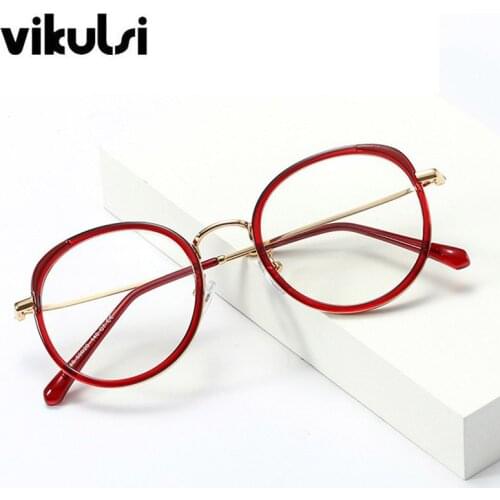 Luxury Accessories Transparent Red Round Glasses Blue Light Protection Computer Screen Myopia Reading Fashion Eyewear Frames
