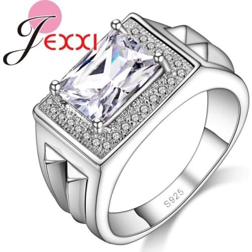 Wholesale Geometric Crystal Wedding Rings Woman Fashion 925 Sterling Silver Luxury Jewelry Engagement Zircon Accessory